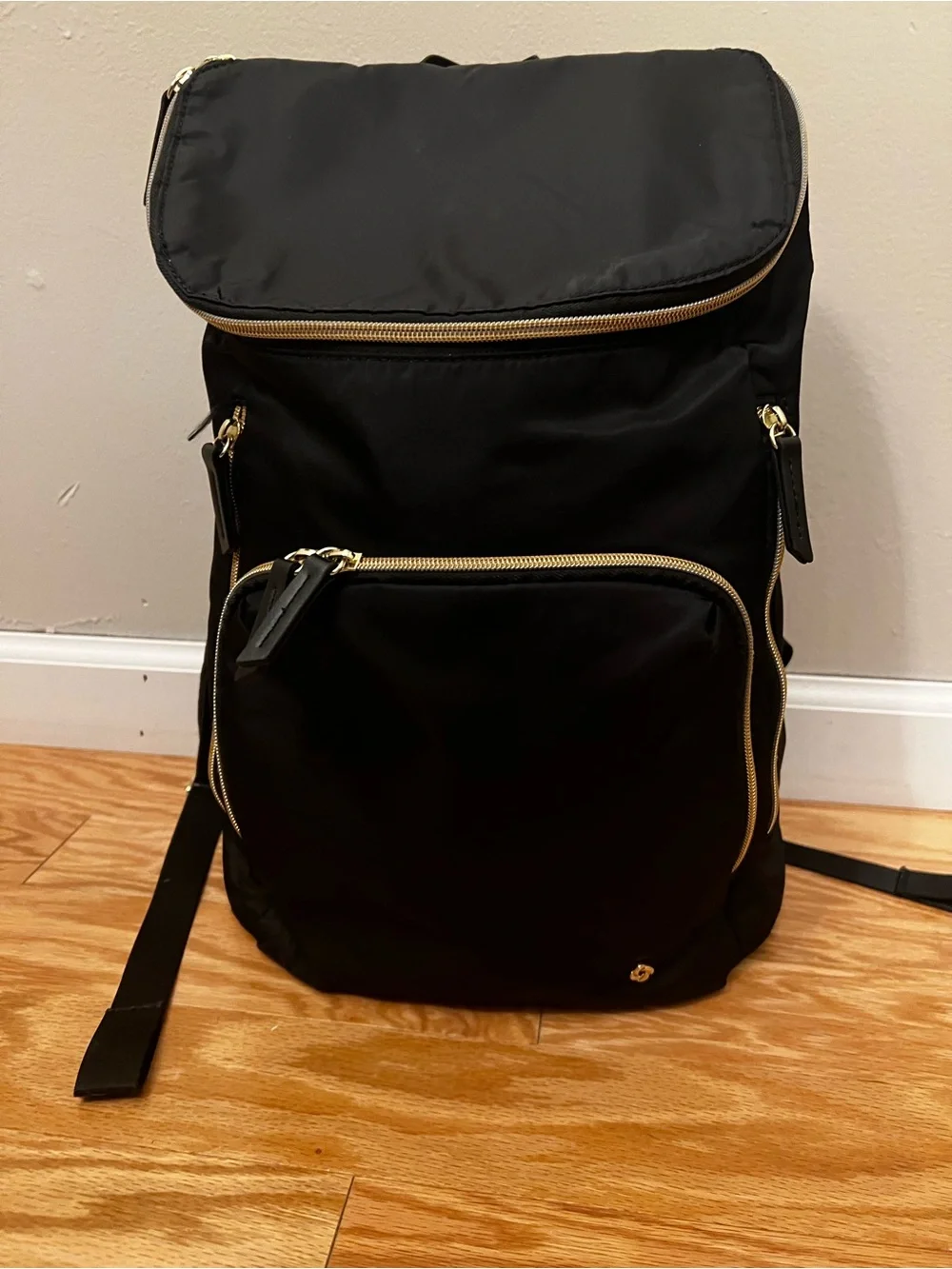 Samsonite Black Backpack with Gold Zippers